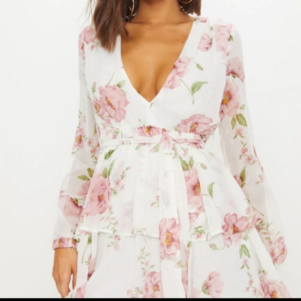 Pretty Little Things chiffon plunge skater dress